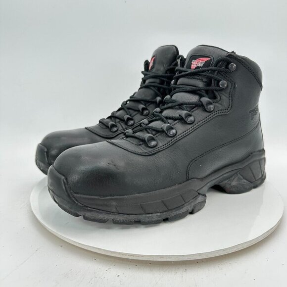 Red Wing Men Size 9.5D 6680 Black Leather Hiking Steel Toe Ankle Work Boot - Picture 1 of 13